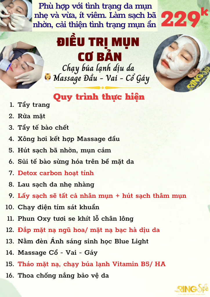 giá trị mụn tại ring spa